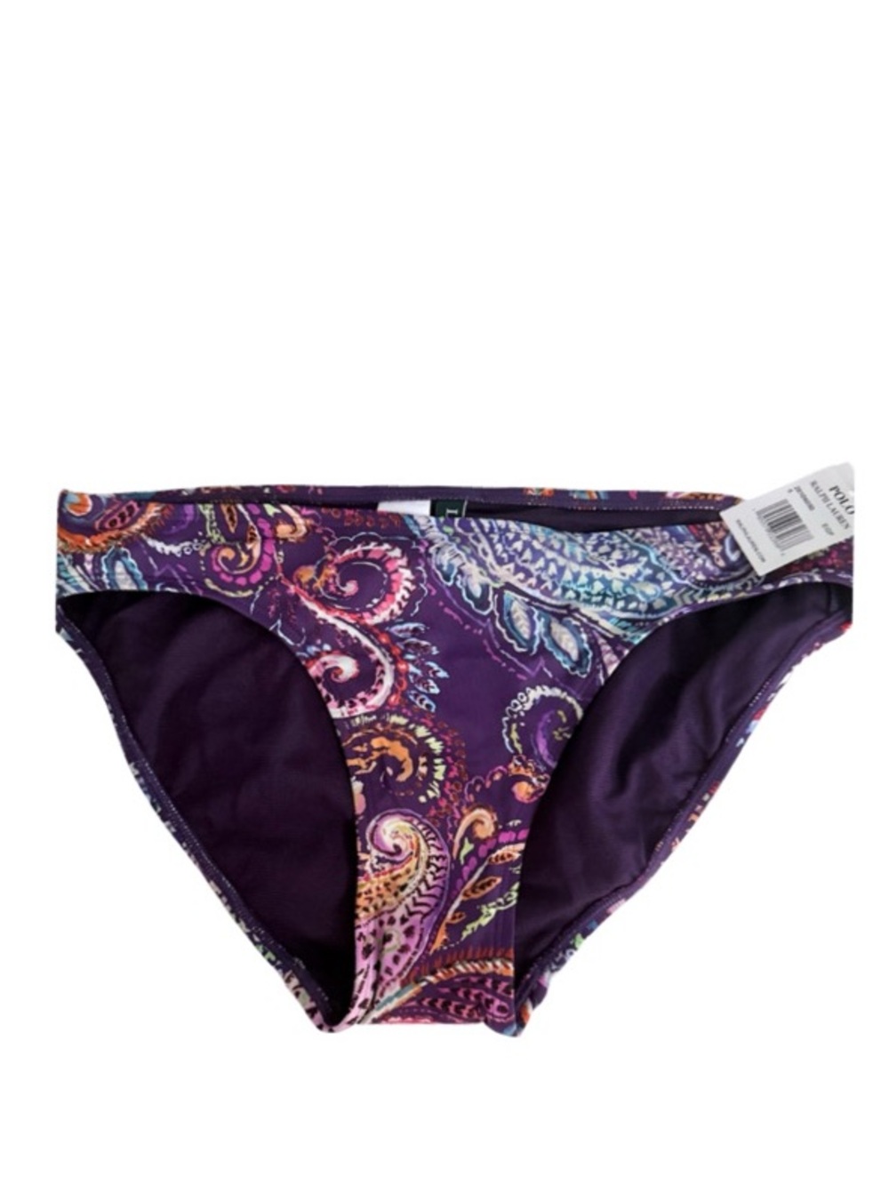 NEW Ralph Lauren Paisley Bikini Swimsuit Bottoms Captiva Eggplant Purple Size 6